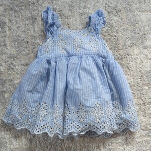 GAP Baby Blue and White Striped Dress Size 6-12 Months
